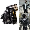 thumbnail image 1 of Popvcly Boys Winter Coats Water-Resistant Windproof Hooded Down Padding Jacket with Plaid Hood 2-11T, 1 of 7