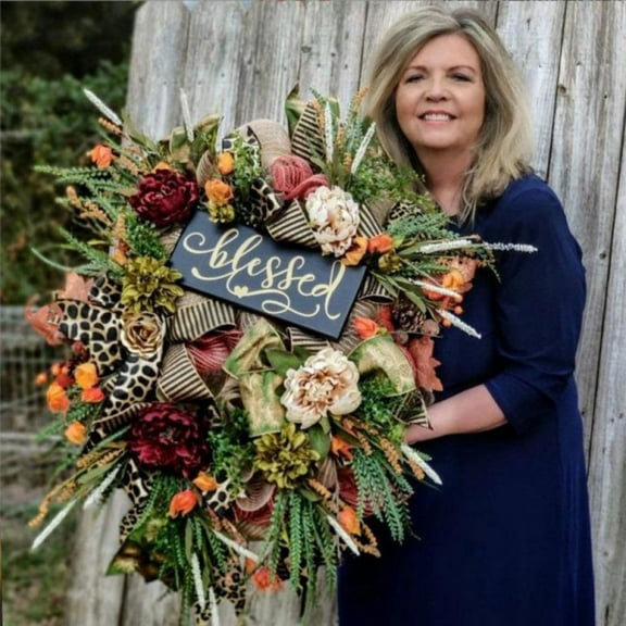 Popvcly Fall Cheetah Wreath, 12", Burlap