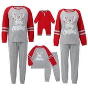 Popvcly Family Matching Outfits Christmas Pajamas Set Dad Mom Kids Baby Long Sleeve Xmas Home Wear