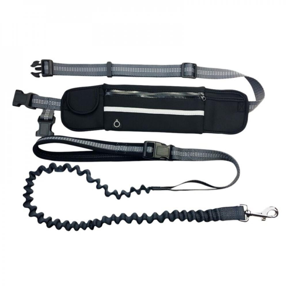 Black Rhino Premium HANDS FREE DOG LEASH for Running Walking Jogging Hiking Adjustable Length Dual Handle Bungee Leash Medium Large Dogs Neoprene Padded Handles Free Running Pouch Blue Gr