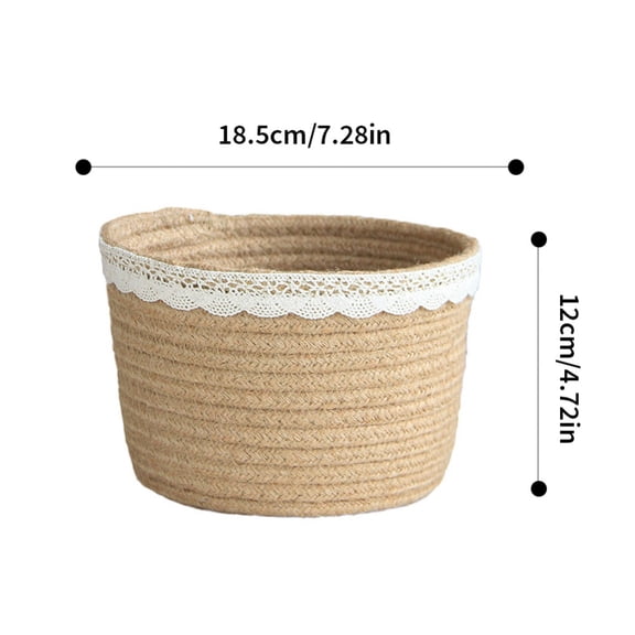 Popvcly Jute Storage Basket Cosmetics Remote Control Cotton Thread Storage Box