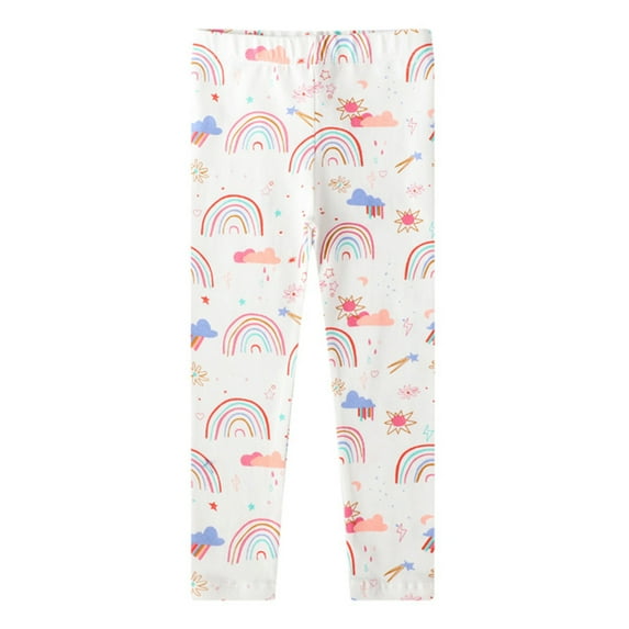 Popvcly Little Girls Leggings Cute Printing Cotton Stretchy Fashion Kid Legging Tights 2-7T
