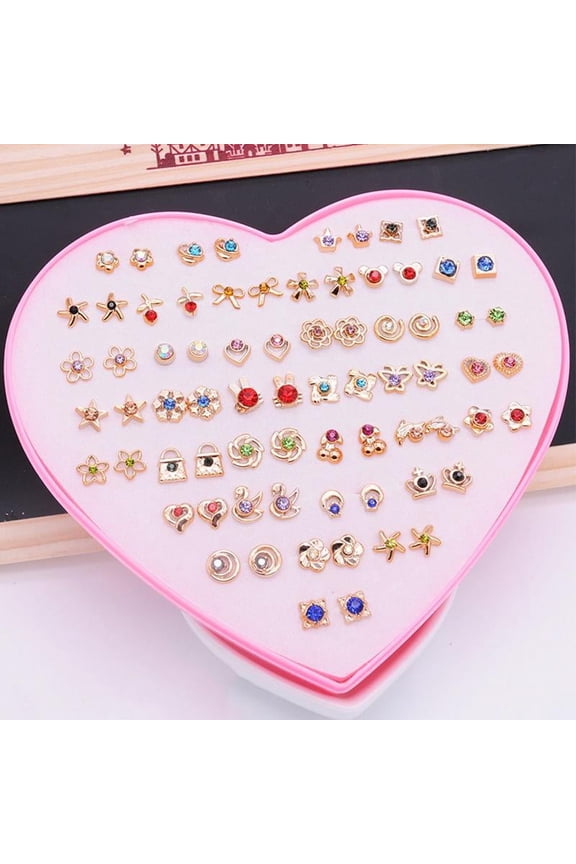 Multi Color Geometric Plastic Stud Earrings Set, 36 Count