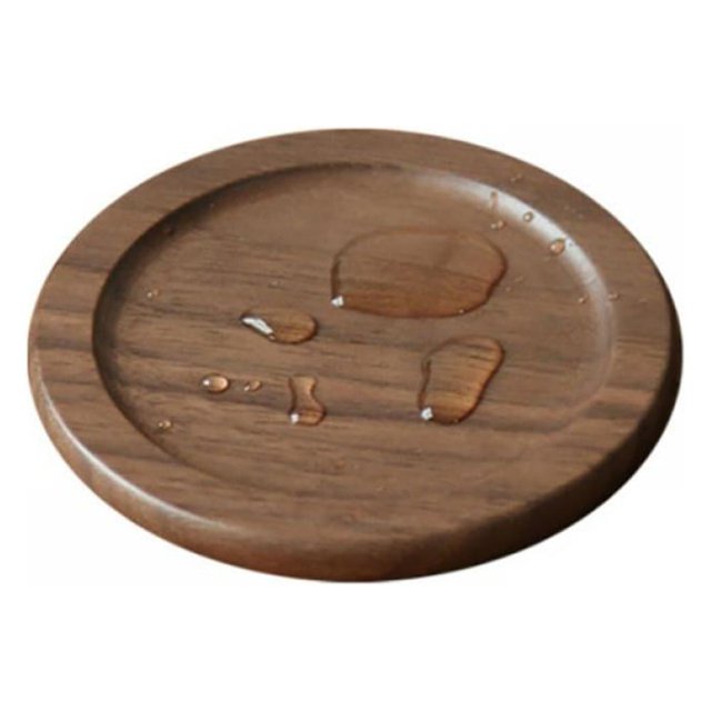 Popvcly Natural Wood Coasters for Drinks with Grooved Round Edge