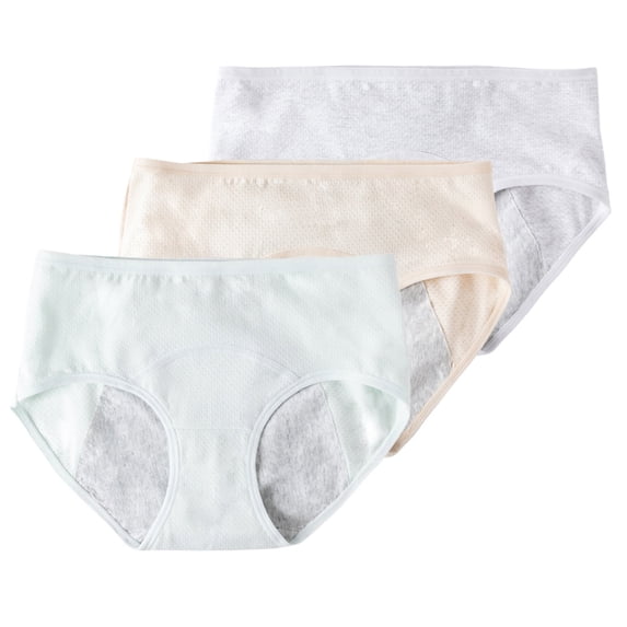 Popvcly Period Underwear for Women Leak Proof Cotton Overnight Menstrual Panties Full Coverage Briefs Regular & Plus Size (Multipack)