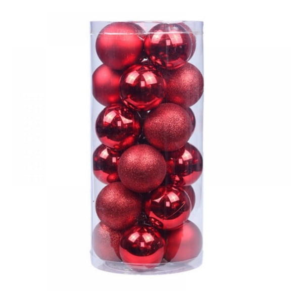 Popvcly Red Plastic Christmas Ball Ornaments, 24 Count (1.2")