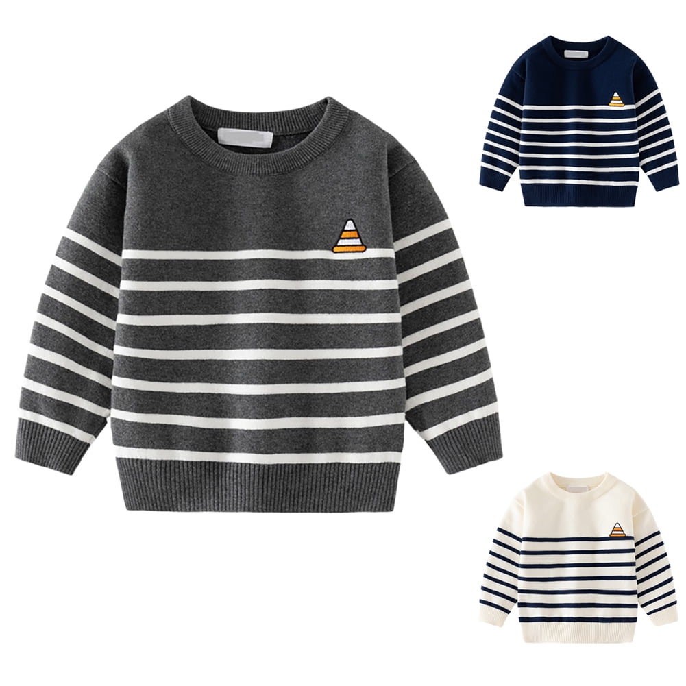 Popvcly Toddler Baby Cable Knit Sweater for Boys Long Sleeve Crewneck