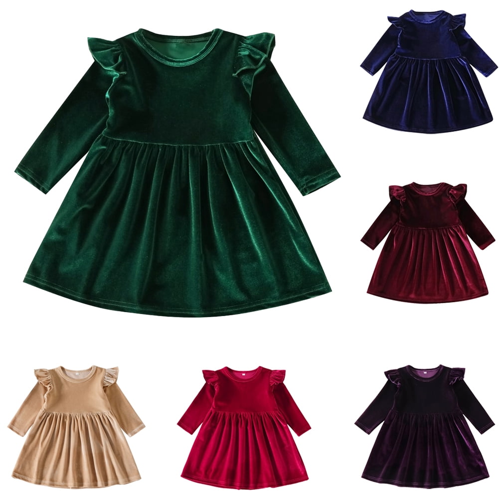 Popvcly Toddler Baby Girls Velvet Tutu Dress Long Sleeve Princess