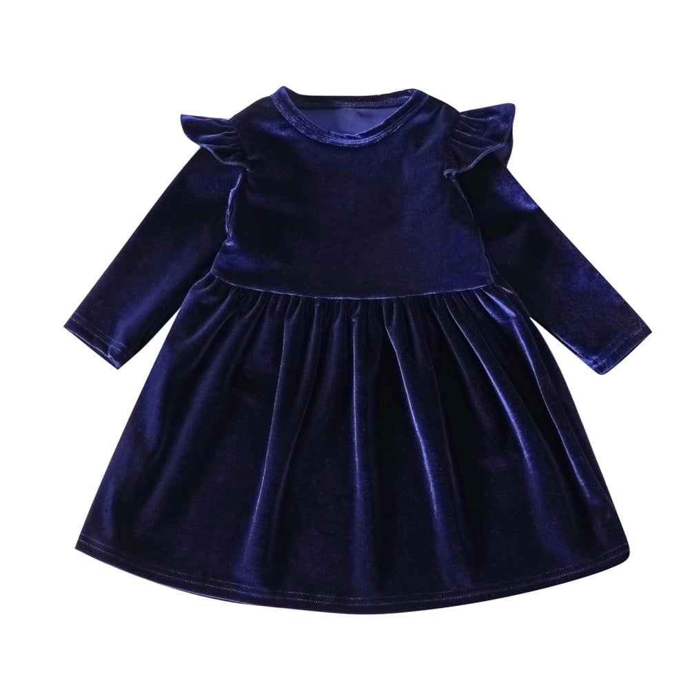 Popvcly Toddler Baby Girls Velvet Tutu Dress Long Sleeve Princess