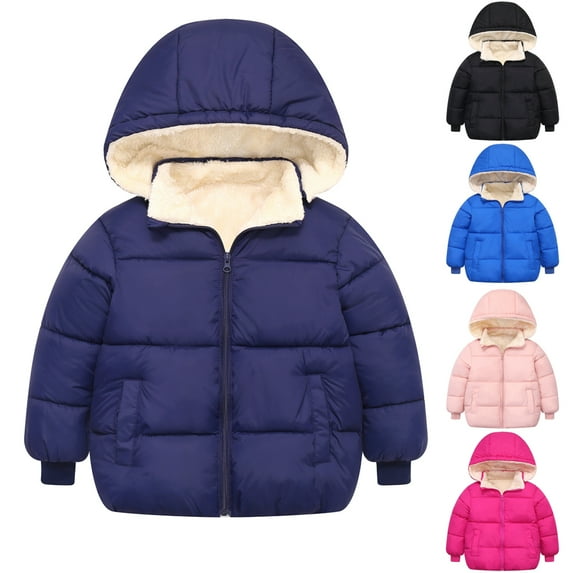 Popvcly Winter Coats for Toddlers Baby Boys Girls with Removable Fleece Hooded Down Jacket Warm Fleece Coat Outerwear 18M-6T
