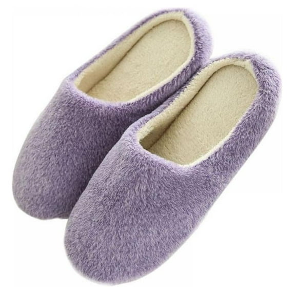 Popvcly Women Men Winter Warm Fleece Anti-Slip Slippers Indoor House Shoes Lovers Home Floor Slippers Shoes