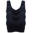 thumbnail image 1 of Popvcly Women Sport Bra Plus Size Cotton Breathable Underwear with Pads Push Up Bra 3-Pack, 1 of 6
