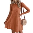 thumbnail image 1 of Popvcly Women's Halter Neck Sleeveless Mini Dress Solid Color Flowy Pleated Beach Dress Sundress Orange S-3XL, 1 of 2