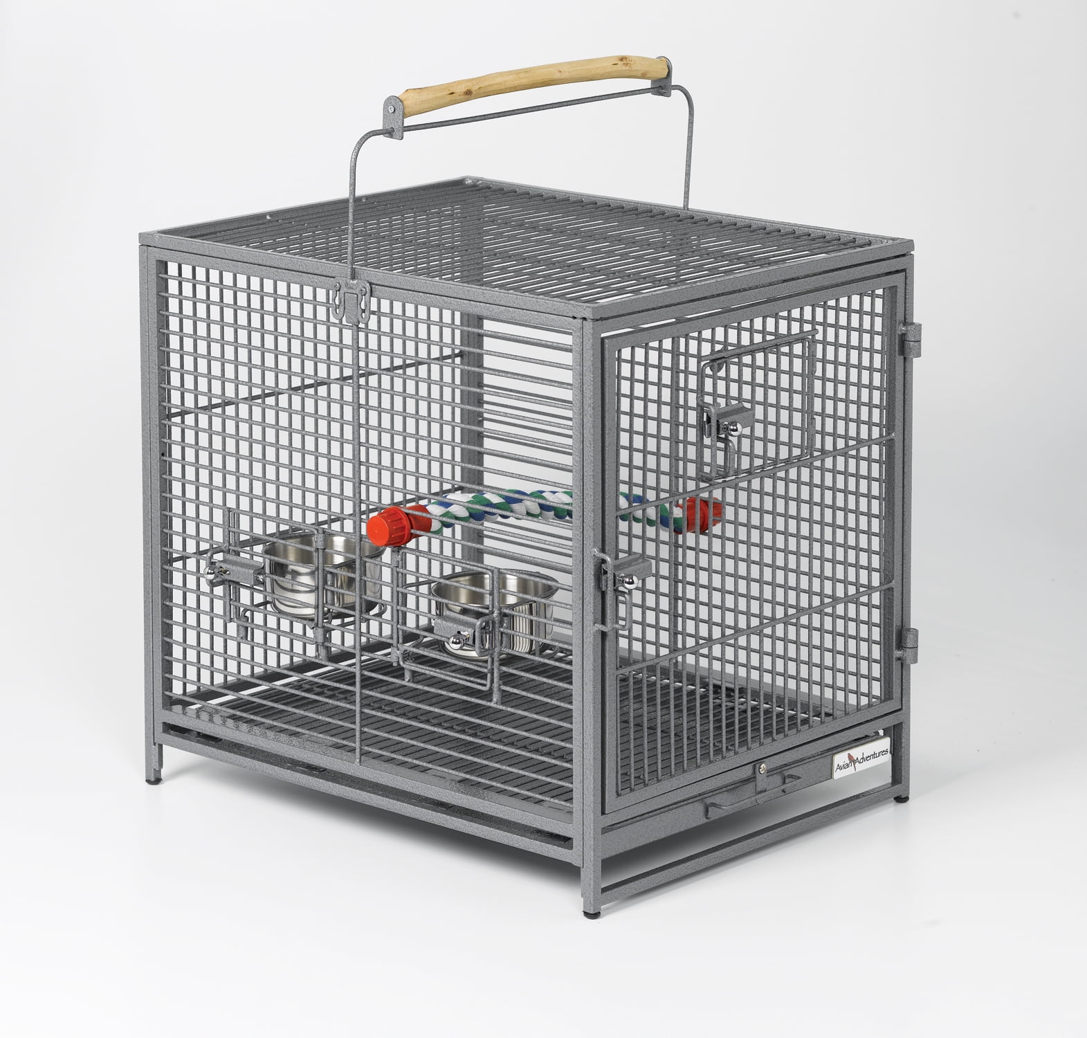 Platinum Steel Travel Bird Cage with Wooden Perch