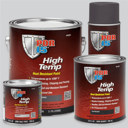 POR-15 INC 44316 Heat Resistant High Temperature Paint, 8 oz Can, Aluminum, Liquid, 4 hr Curing