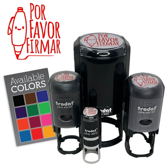 Por Favor Firmar Please Sign Spanish Pen Class School Teacher Stamp Self-Inking Rubber Stamp for Stamping Ink Stamper Crafting Planners - 1/2 Inch Mini - Red Ink
