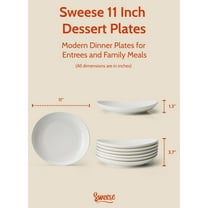 Porcelain 11 Inch Dinner Plates Set of 6 - White Dinner Plates - Dishwasher, Microwave, Oven Safe, Scratch Resistant