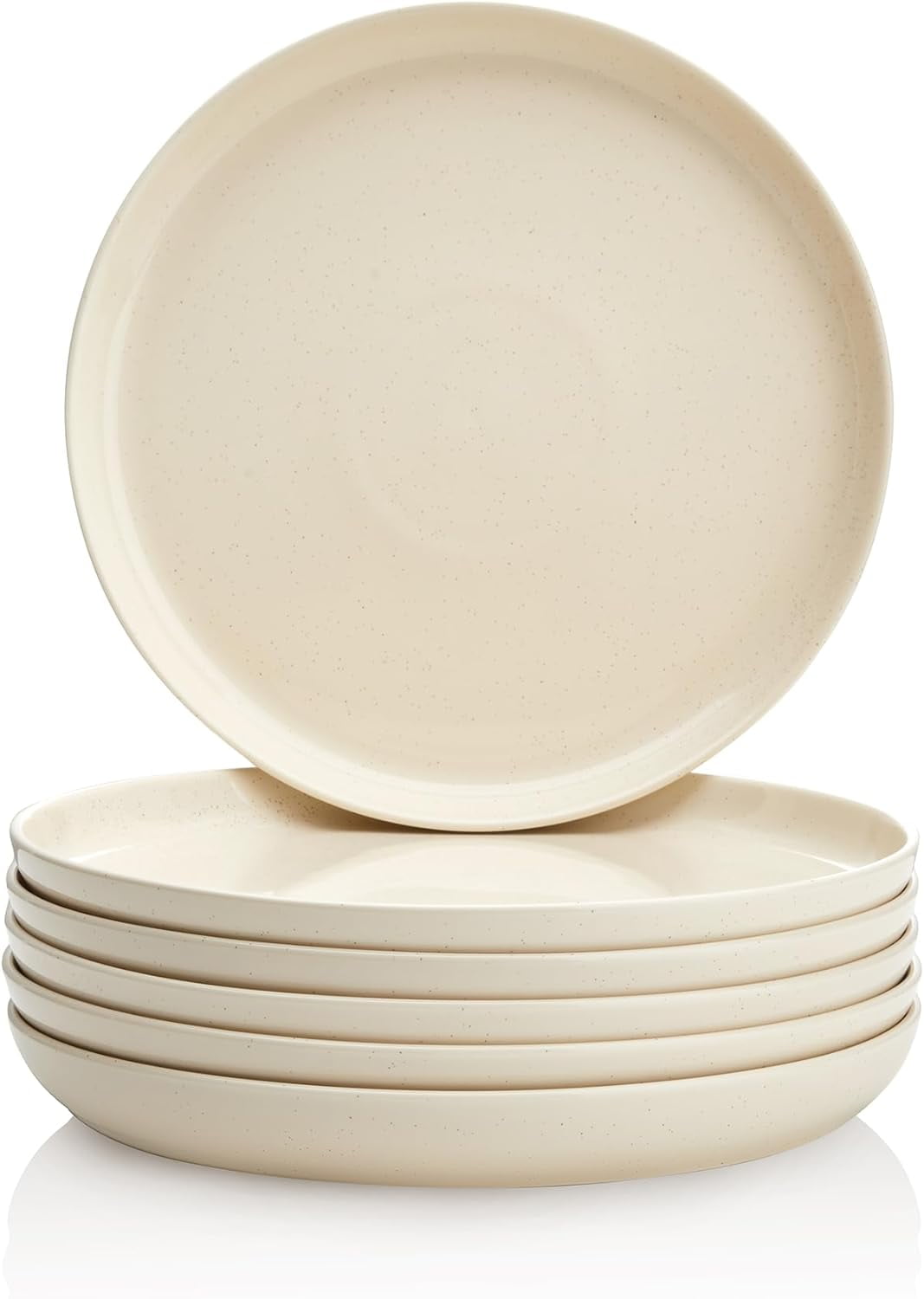 Porcelain 7.4 Inch Dessert Plates Set of 6 - White Salad Modern Appetizer Plates - Dishwasher, Microwave, Oven Safe, Smooth Glaze, Scratch Resistant