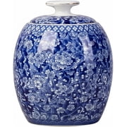 Porcelain Airtight Canister for Loose Tea Ceramic Ginger Jar with Lid, Vintage Chinese Style Ceramic Spice Storage Caddy Large Sugar Jar, Enamel Decorative Vase for Home Decor A2