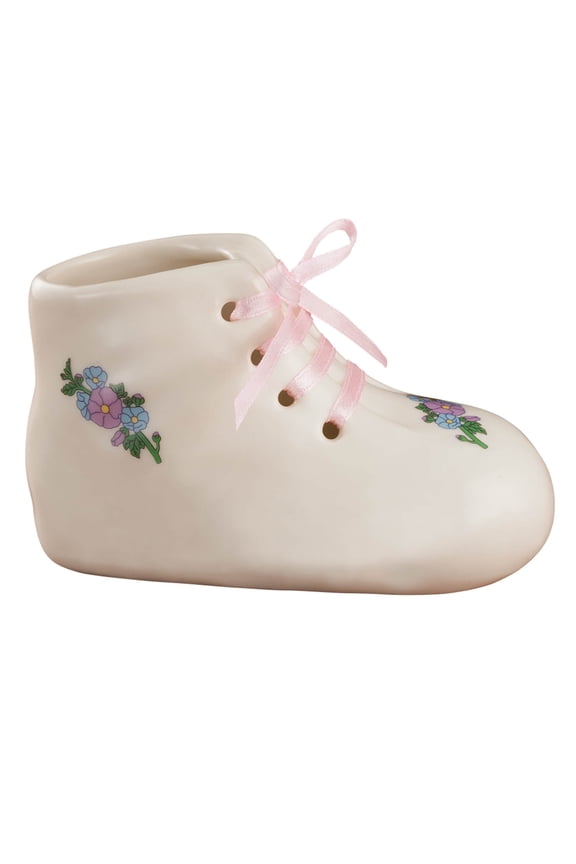 Porcelain Baby Bootie Heirloom  Pink Girl - Ceramic Baby Shoe Keepsake  Birth, Baptism or Christening Gift - 4 Long by 2 Wide