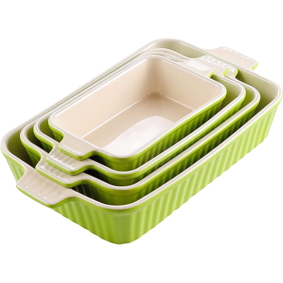 Porcelain Baking Dishes, Ceramic Bakeware Sets of 4 – Casserole Dishes for Oven, Rectangular Lasagna Pans Deep with Handles for Baking Cake Kitchen, Series