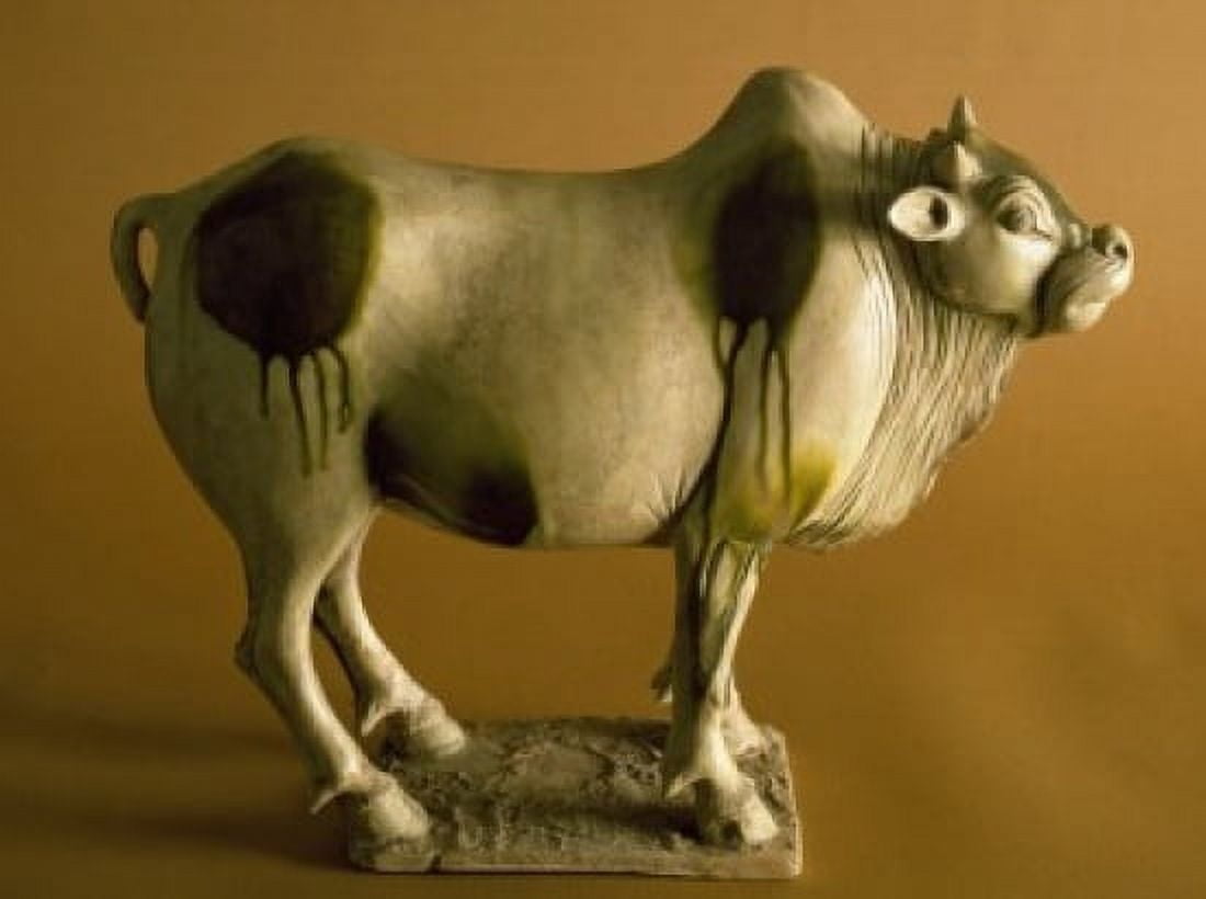 Porcelain Bull Chinese art Canvas Art - (18 x 24)