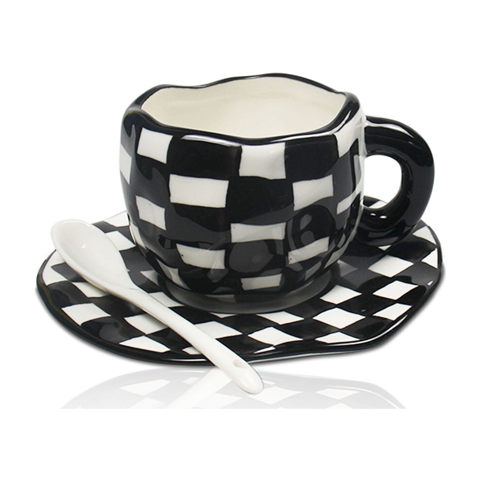 CLASSIC CAR COFFEE MUG CUP GLASS BLACK WHITE EMBOSSED CERAMIC 3D  AUTOMOBILIA