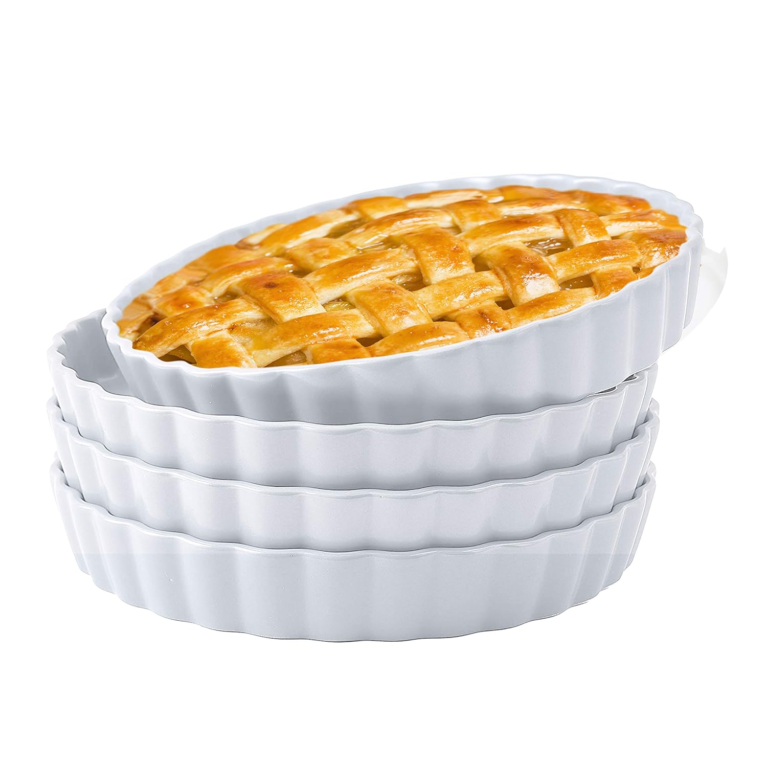 Porcelain Ceramic 10 Inch Pie Pan Set of 4 MultiPurpose Baking