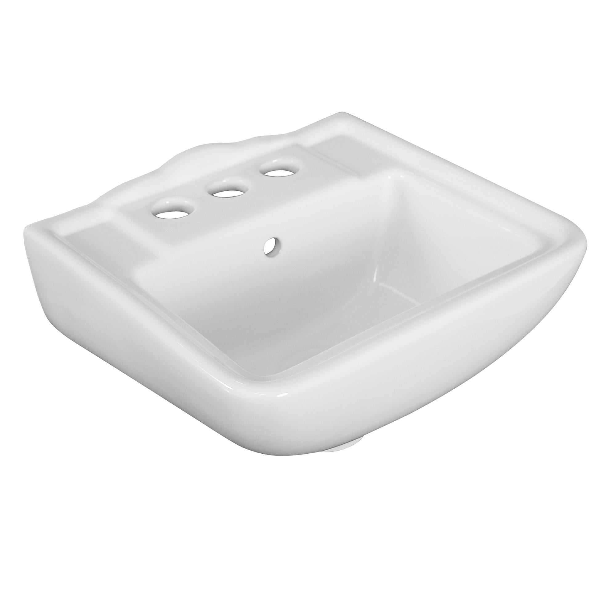 Porcelain Ceramic Bathroom Sink - Wall Mount Sink with Faucet Hole and Overflow - 12" x 11" Small and Sleek Sink for Bathroom (White)