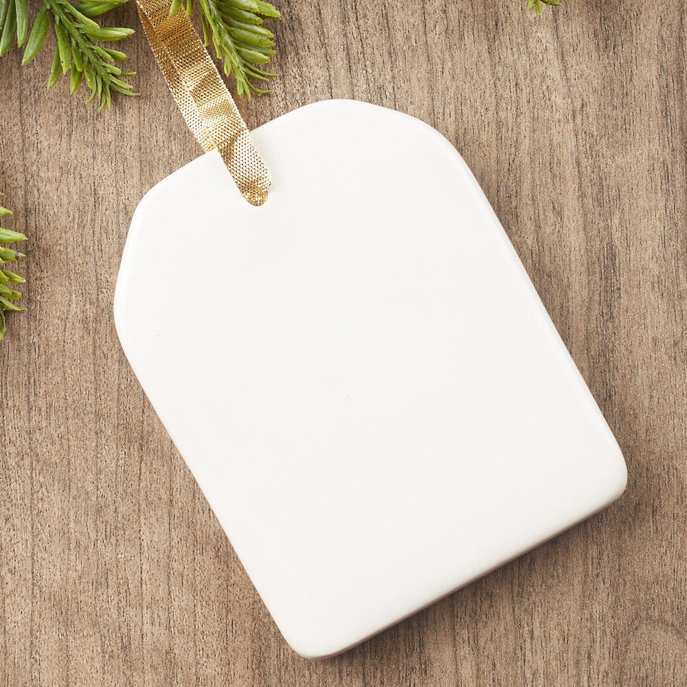 Porcelain Ceramic Tag Christmas Tree Ornament Winter Wonderland in