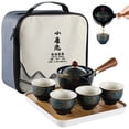 thumbnail image 1 of Porcelain Chinese Gongfu Tea Set, Portable Travel Teapot Set with 360°Rotation Tea Maker and Infuser for Home, Office, Travel, Gifting, 1 of 7