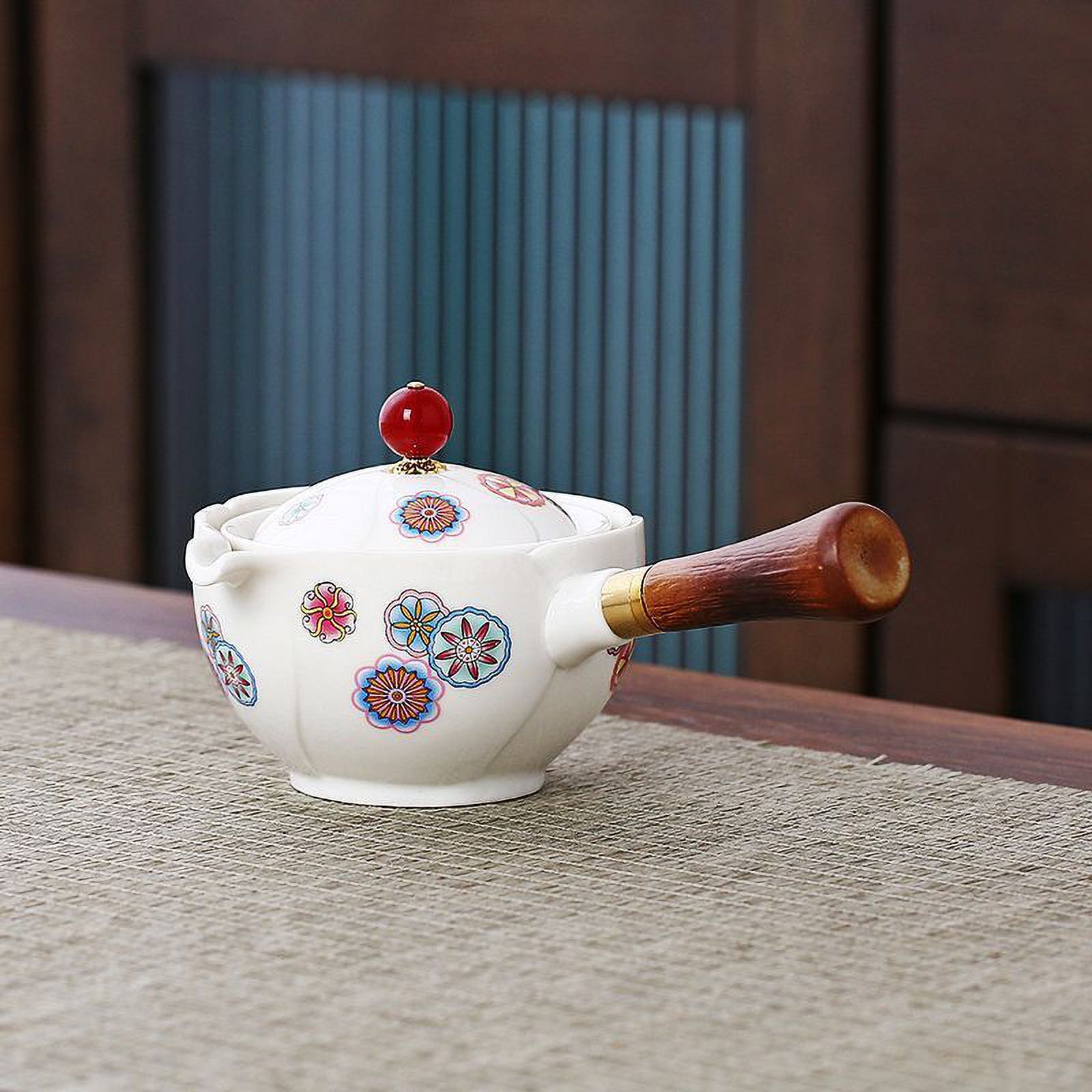 Porcelain Chinese Tea Pot Portable Teapot 360 Rotation Tea Maker