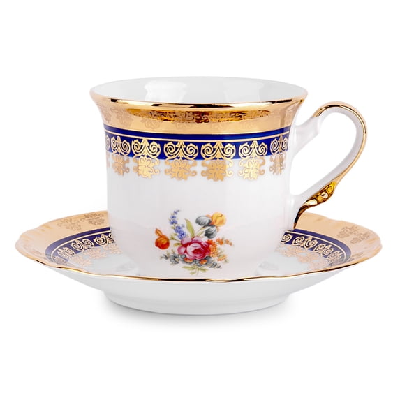 Porcelain Cup for Mocha Cappuccino Tea and Coffee 7.77 fl oz (230 ml) Gardens of Versailles Porcelain Tea Cup and Saucer Set Pretty Tea Cup with Matching Saucer
