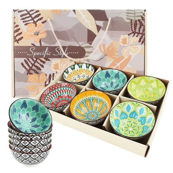 Porcelain Dessert Bowls Cereal bowl - Ceramic Bowl Set of 6 - Colorful Small Bowls for Ice Cream | Soup | Cereal | Rice | Snack | Side Dish | Condiment Microwave and Dishwasher Safe -4.75 Inch(10OZ)