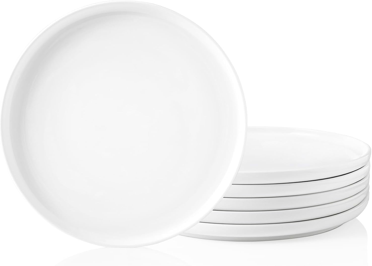 Porcelain Dinner Plates - 10 Inch - Set of 6, White, Microwave and ...