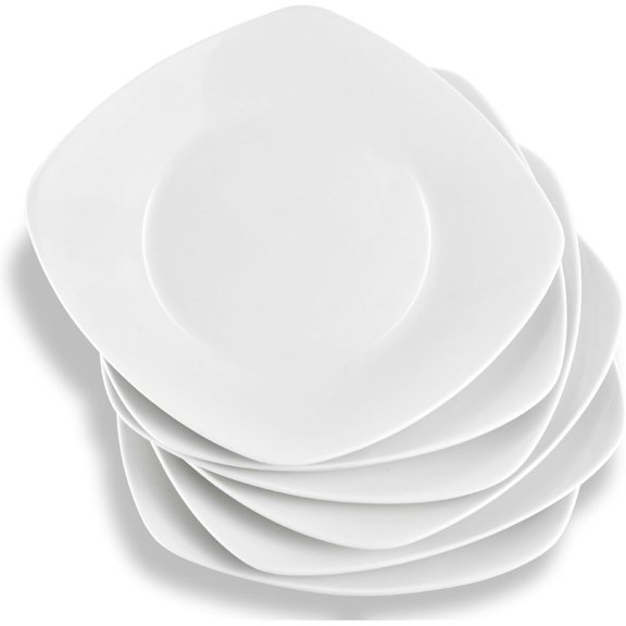 Porcelain Dinner Plates Set of 6, 7 Inch Square Dinner Plates