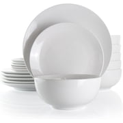 Porcelain Dinnerware Set White Dishwasher and Microwave Safe 18 Piece Service for 6