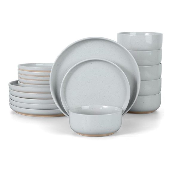 Porcelain Dinnerware Set for 6, 18PCS Plates & Bowls - Glacier Gray