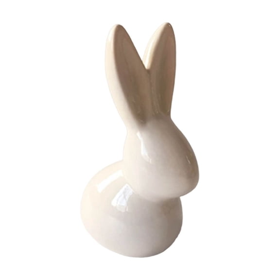 Porcelain Easter Bunny Figurine Set of 1, Rustic Farmhouse Ceramic Rabbit Decor for Tabletop, Mantel, or Shelf, Spring and Holiday Home or Office Decorative Centerpiece