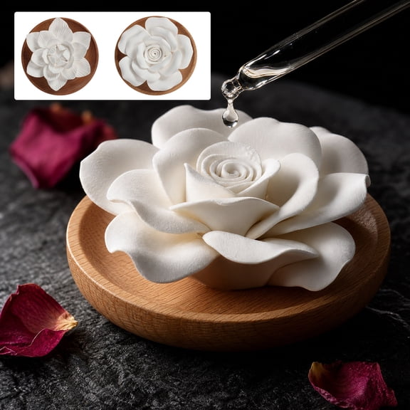 Porcelain Flower Aromatherapy Diffuser Handmade Rose Essential Oil Burner Dressing Table Bedroom Home Office Decorative Ornament Graduation Gift