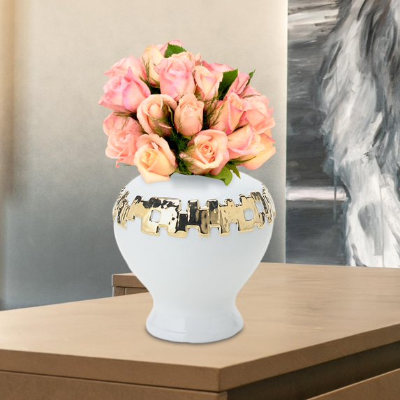 Porcelain Flower Vase Ginger Jar with Lid Handmade 18x27.5cm Fine Workmanship Fine Glaze Finish Delicate Multipurpose for Entryway Tables