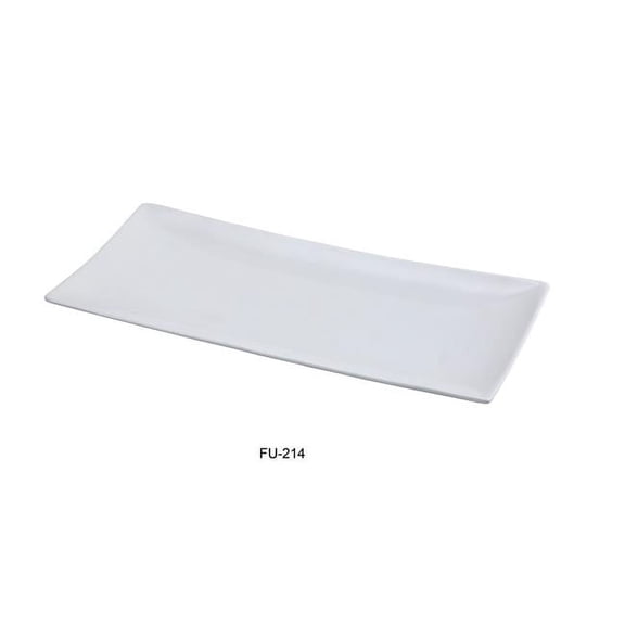 Porcelain Fuji Rectangular Sushi Plate, Bone White - 13.5 x 6.5 in. - Pack of 12