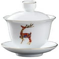 thumbnail image 1 of Porcelain Gaiwan 8oz Teacup White Glazed Tureen Chinese Sancai Cover Bowl Lip Cup Saucer Set, 1 of 6