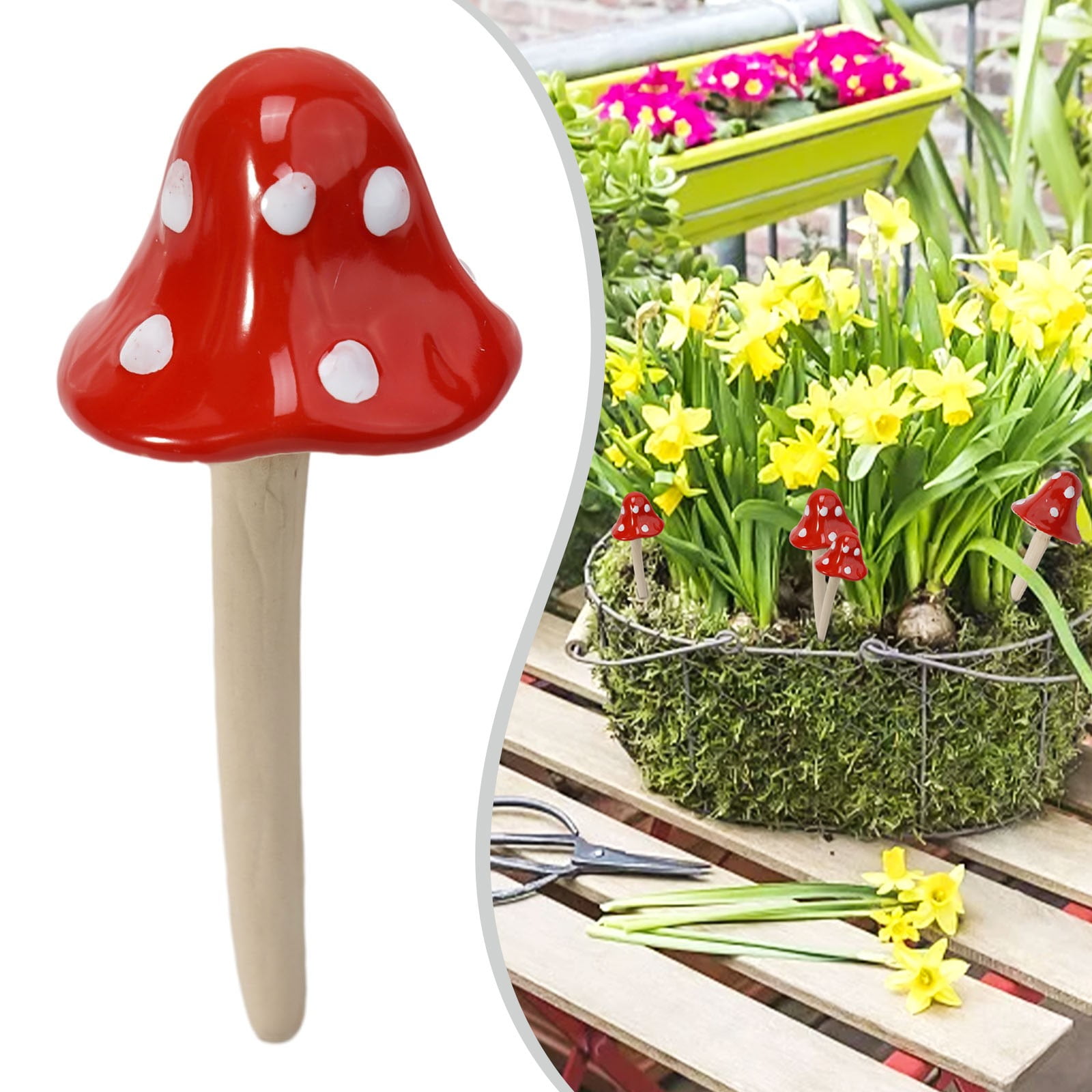 Porcelain Garden Mushroom Ornament, Handcrafted Clay Toadstool Statue ...