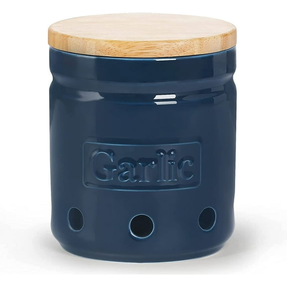 Ontube Navy Ceramic with Lid Vegetable Food Storage Jar