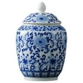 thumbnail image 1 of Porcelain Ginger Jar Ceramic Flower Vase Tea Storage Jar with Lid Display Weddings Home Floral Party Multipurpose Oriental Style Handicraft blue white 320ml, 1 of 8