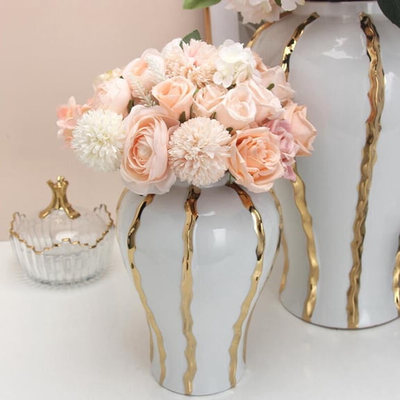 Porcelain Ginger Jar Ceramic Flower Vase for Floral Arrangement Party Home