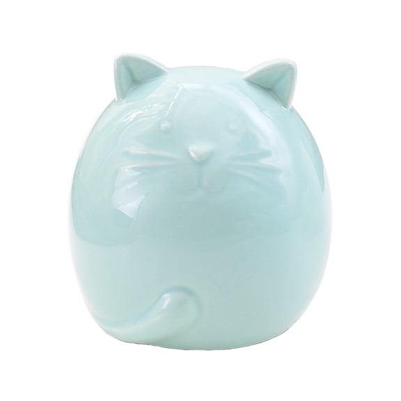 Porcelain Green Cat Figurine - Cat Statue Sculpture Home Decor Collectible Animal Cat Kitty Figurine for Living Room, Bedroom Table Shelves Gifts for Cat Lovers, Wedding, Housewarming