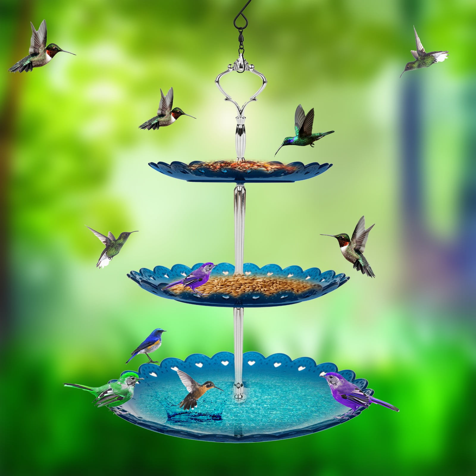 Porcelain Hanging Bird Bath With Solar Pump Hanging Solar Water For ...