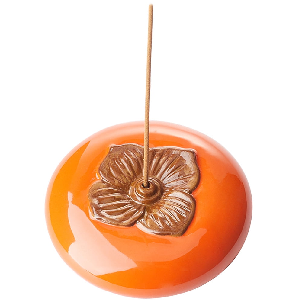 Porcelain Incense Burner Holder Home Office Teahouse Zen Supplies Persimmon Saddle Brown 81x19mm Hole: 3mm